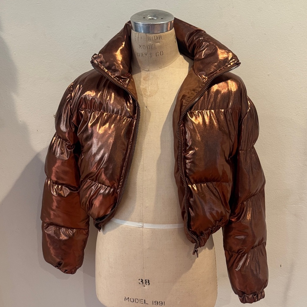 Metallic Bronze Puffer Jacket